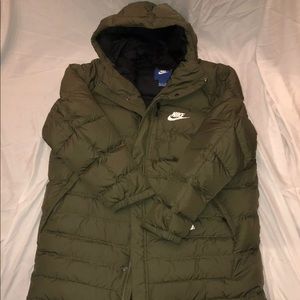 Nike Down Fill Long Parka Jacket Olive Green
